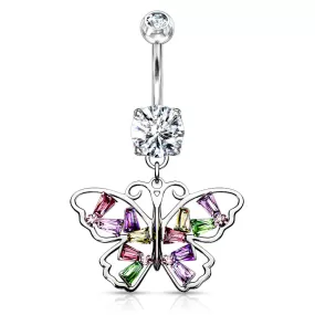 Crystal Stack Butterfly Belly Dangle