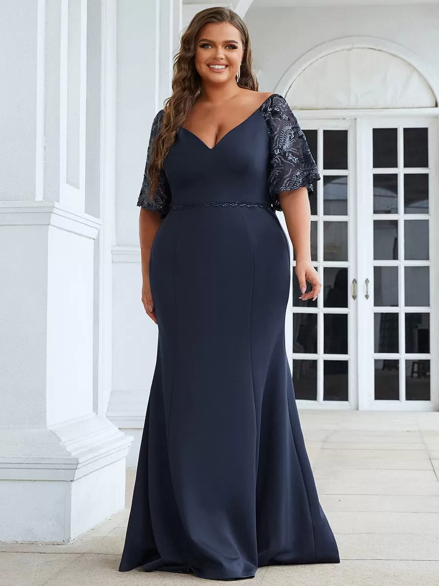 Custom Size V Neck Elegant Fishtail Evening Dress Long Formal Dresses