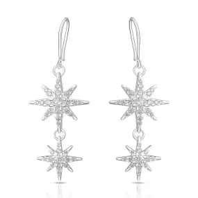 CZ Falling Star Jewelry Silver Dangle Earrings