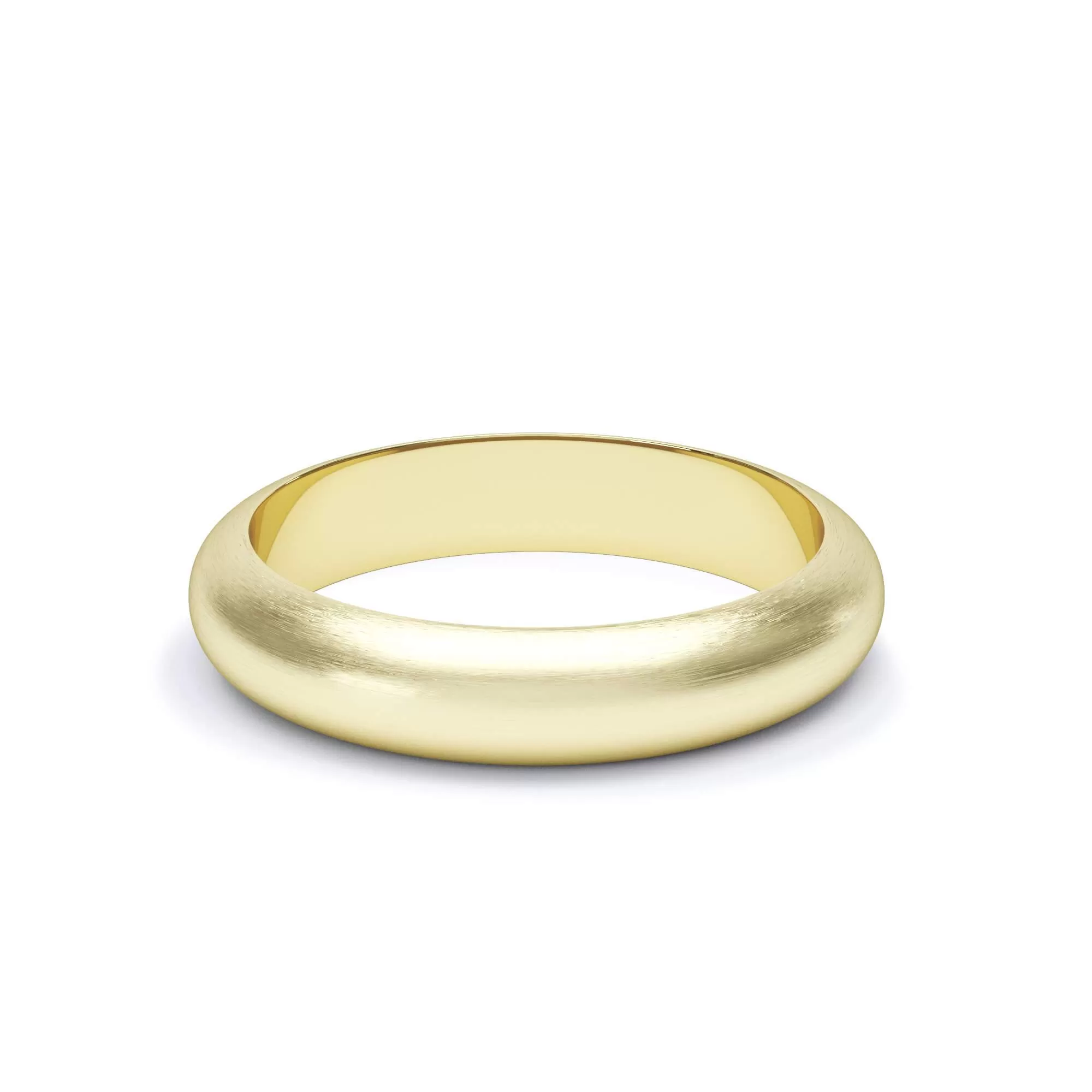 - D Shape Profile Satin Polish Wedding Ring 18k Yellow Gold