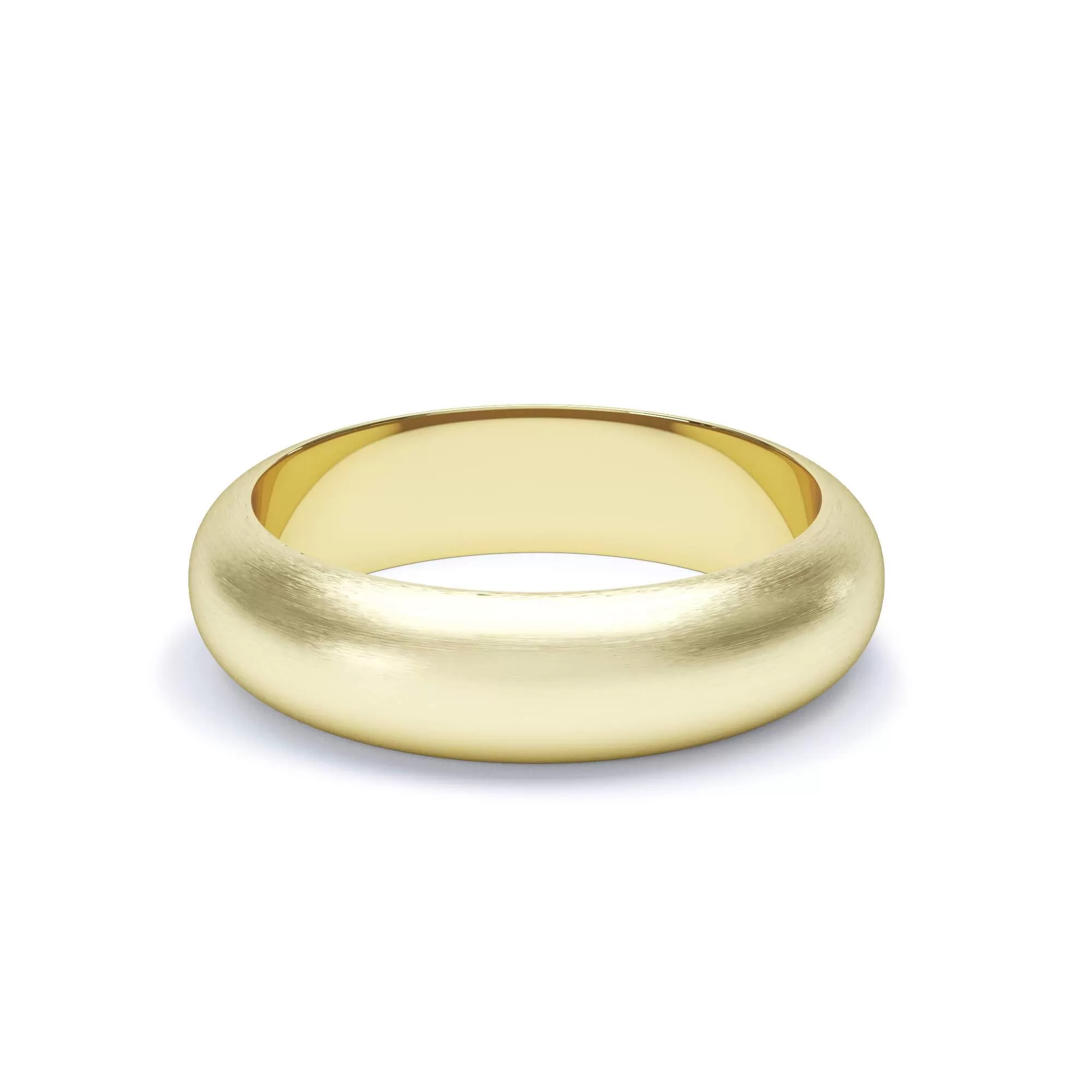 - D Shape Profile Satin Polish Wedding Ring 18k Yellow Gold