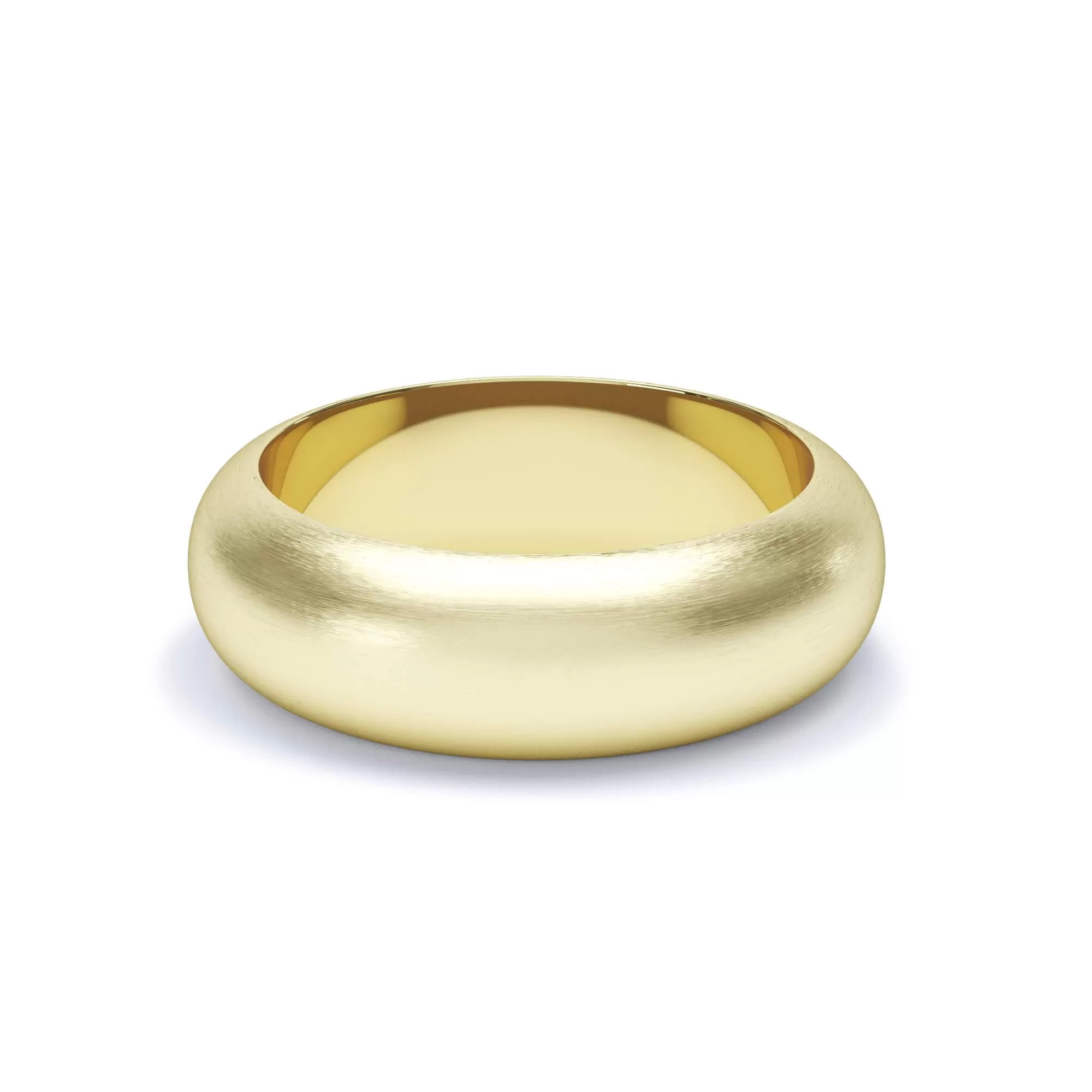 - D Shape Profile Satin Polish Wedding Ring 18k Yellow Gold