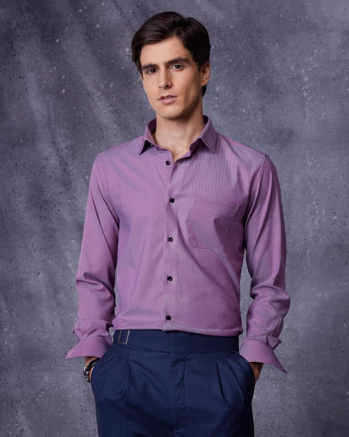 Dark Cherry Herringbone Shirt