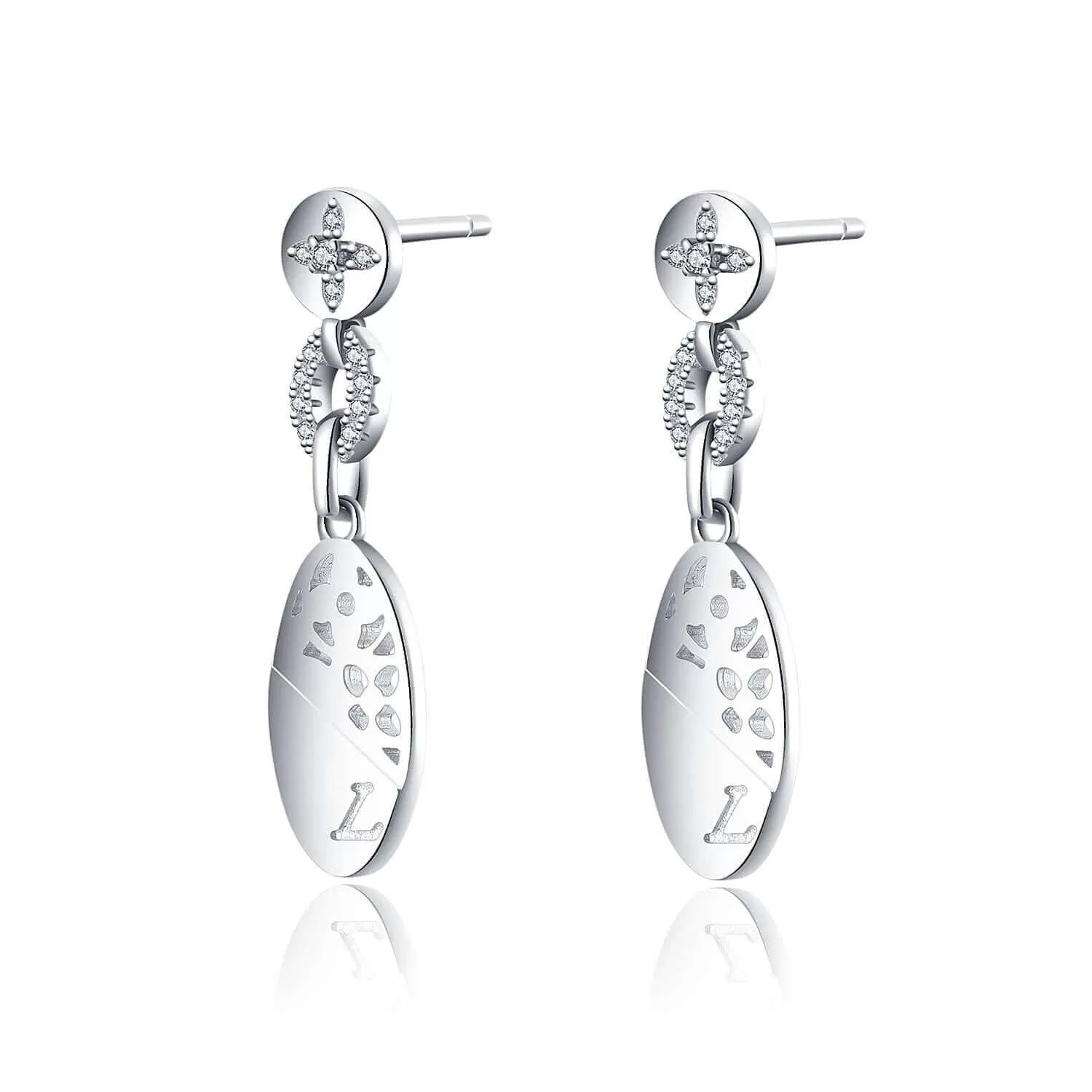 Dexterous Earrings 18ct White Gold Plated Vermeil