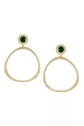 Diamond Pavé Origin Hoops with Emerald and Diamond Studs