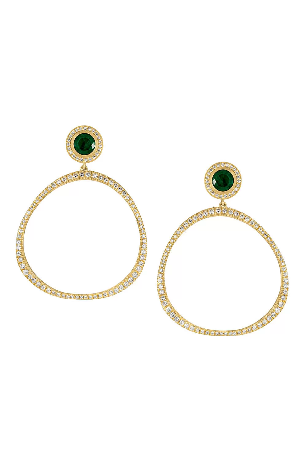 Diamond Pavé Origin Hoops with Emerald and Diamond Studs