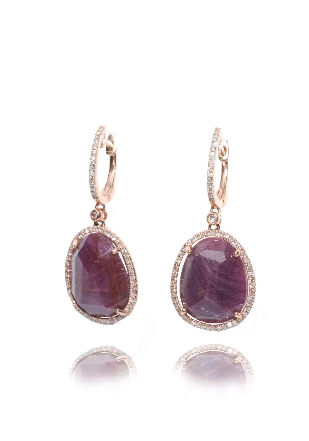 Dilamani 14KRG Diamond & Ruby Dangle Earrings