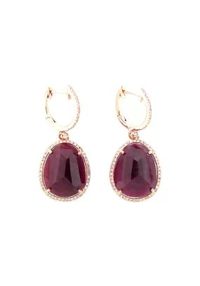 Dilamani 14KRG Diamond & Ruby Dangle Earrings