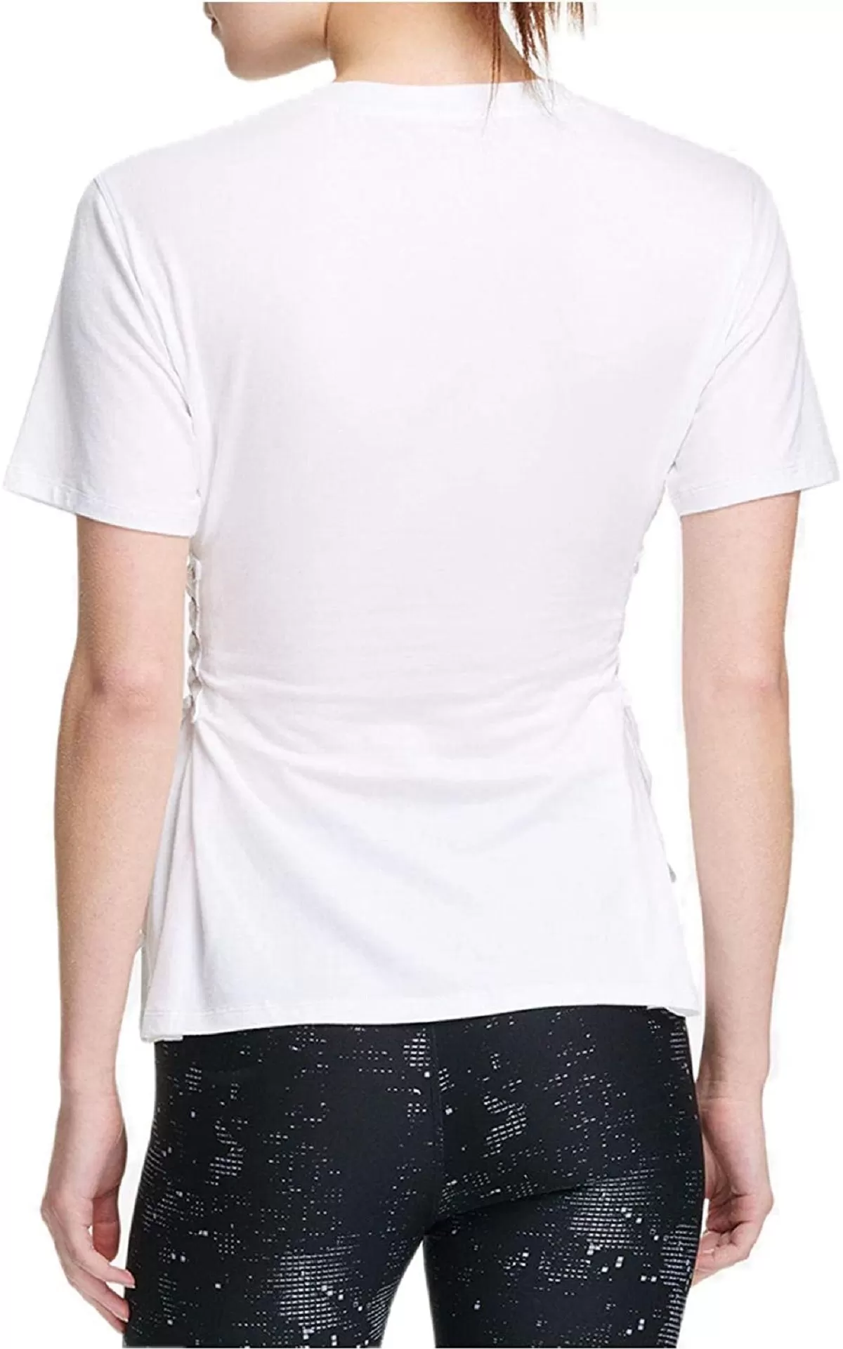 DKNY Women's Sport Side-Tie T-Shirt, White, L