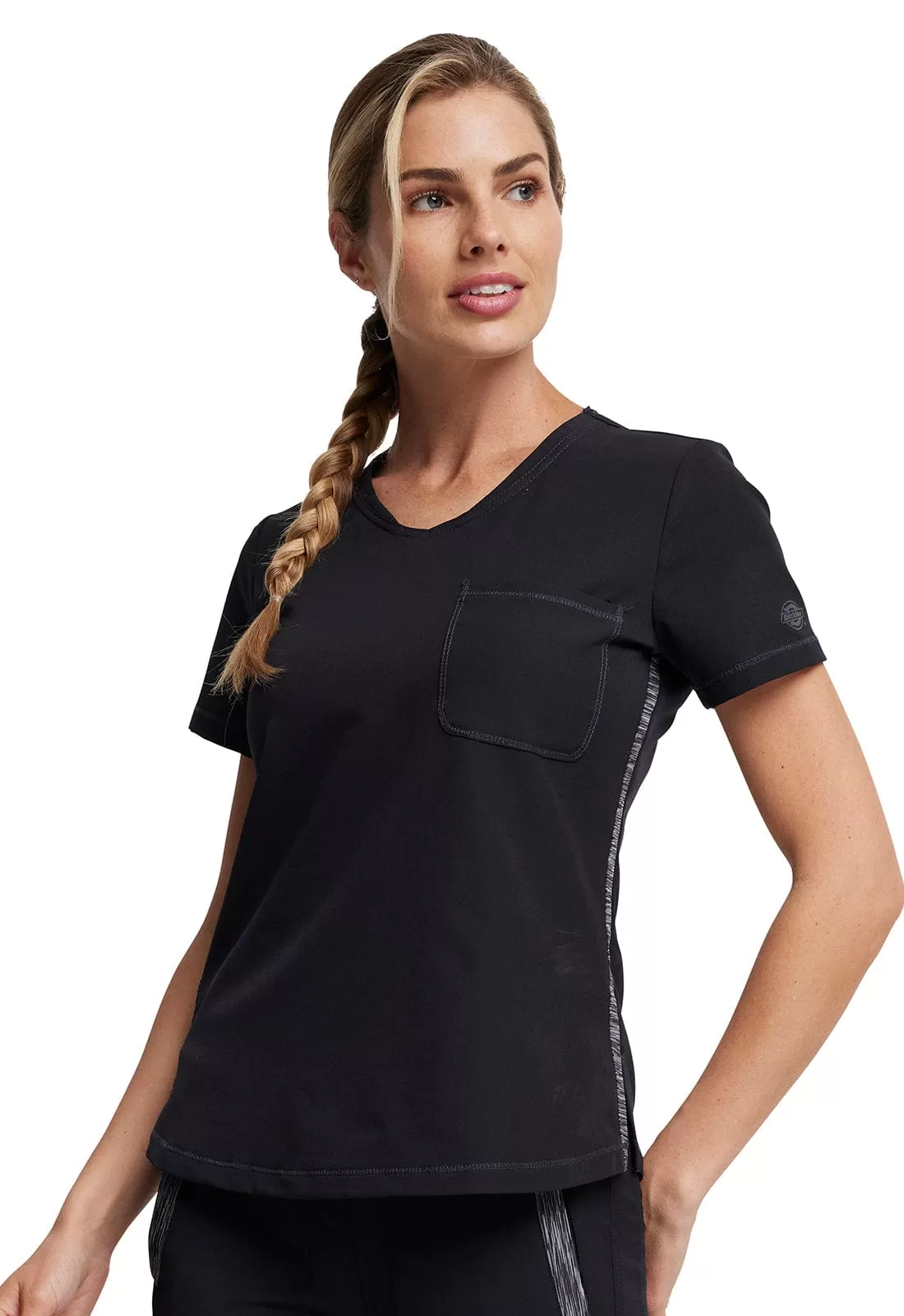 Dynamix Dickies  Rounded V-Neck Scrub Top Black Large DK739