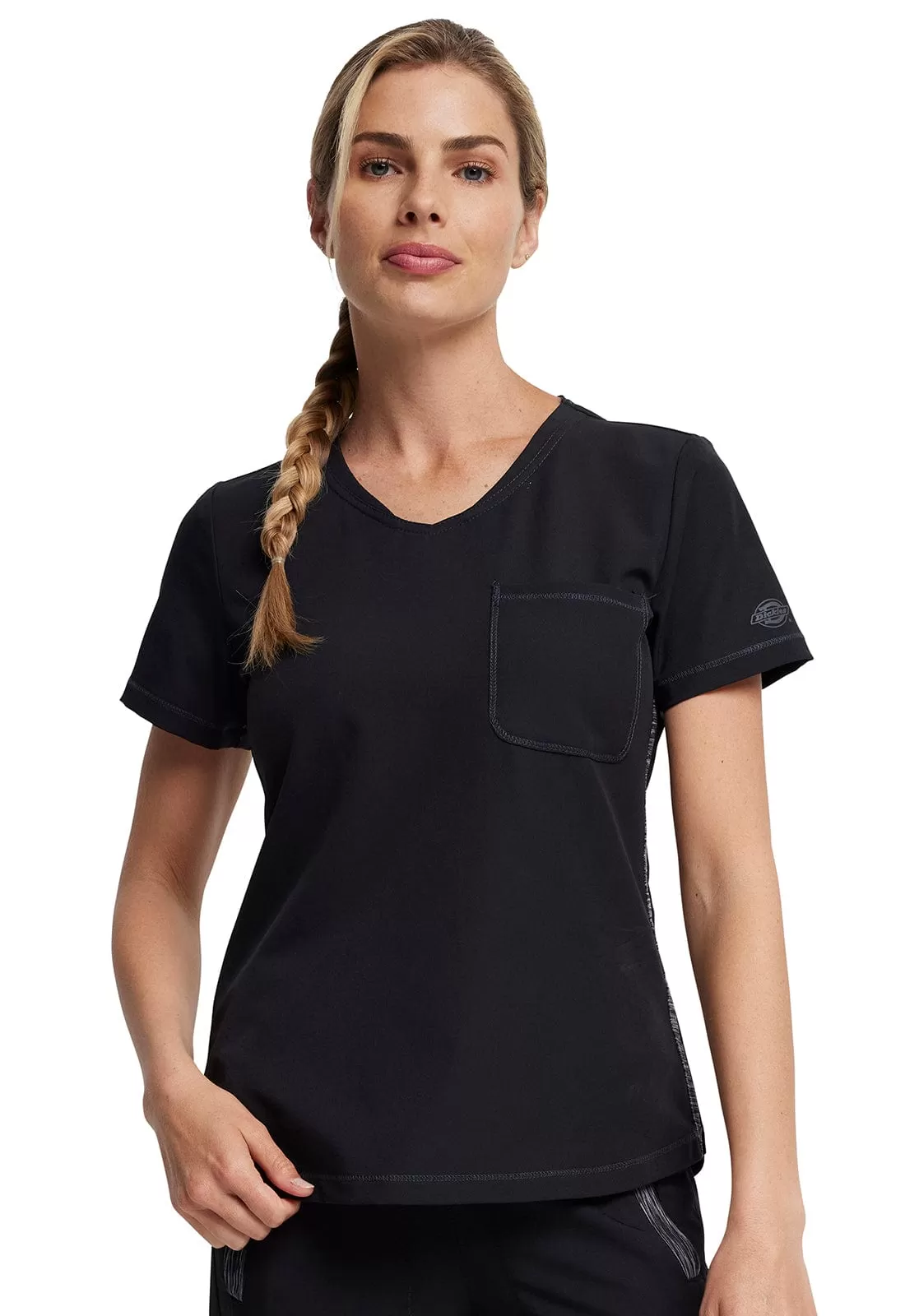 Dynamix Dickies  Rounded V-Neck Scrub Top Black Large DK739