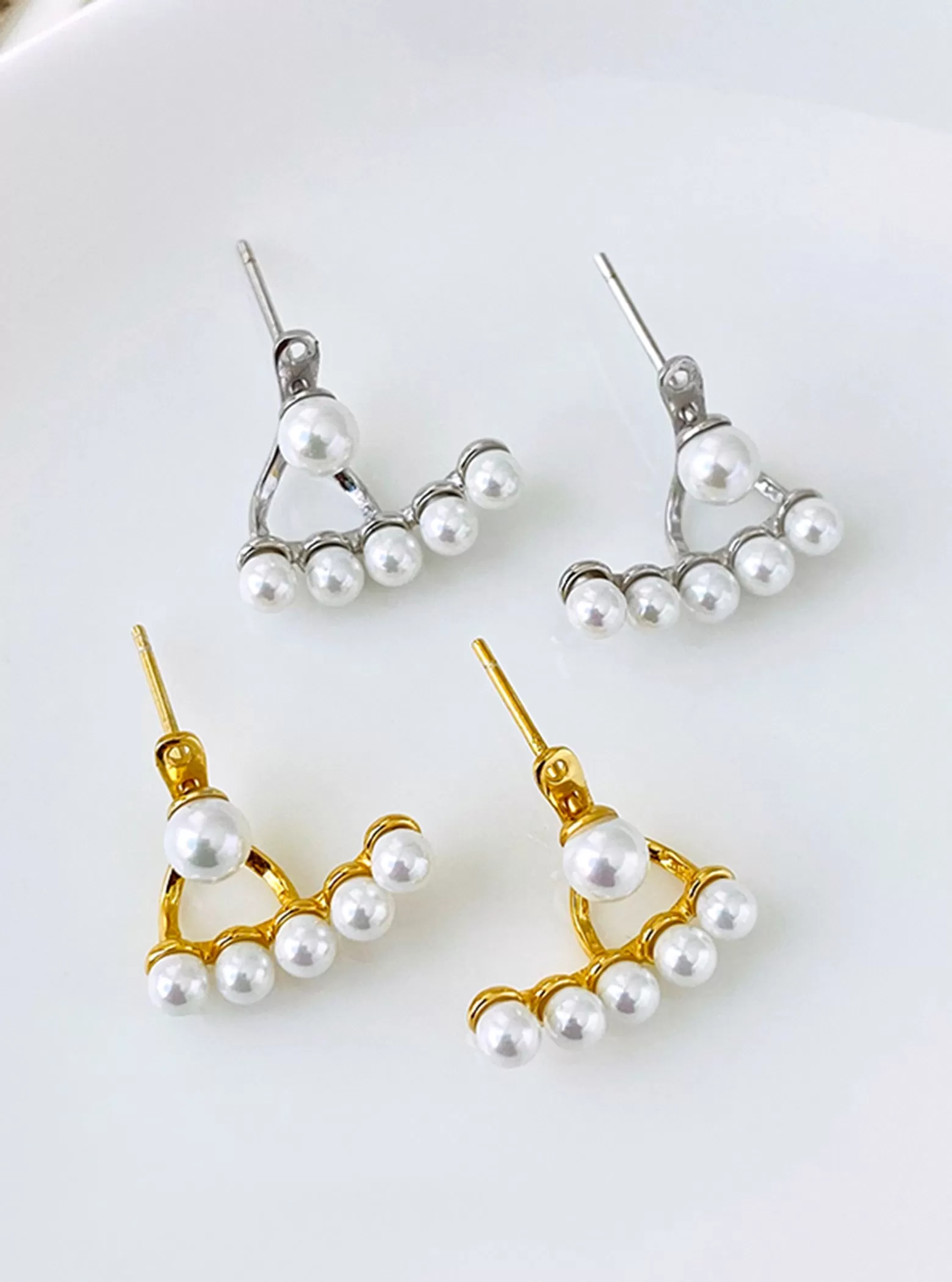 Ear Jacket Delicate Pearl Stud Earrings