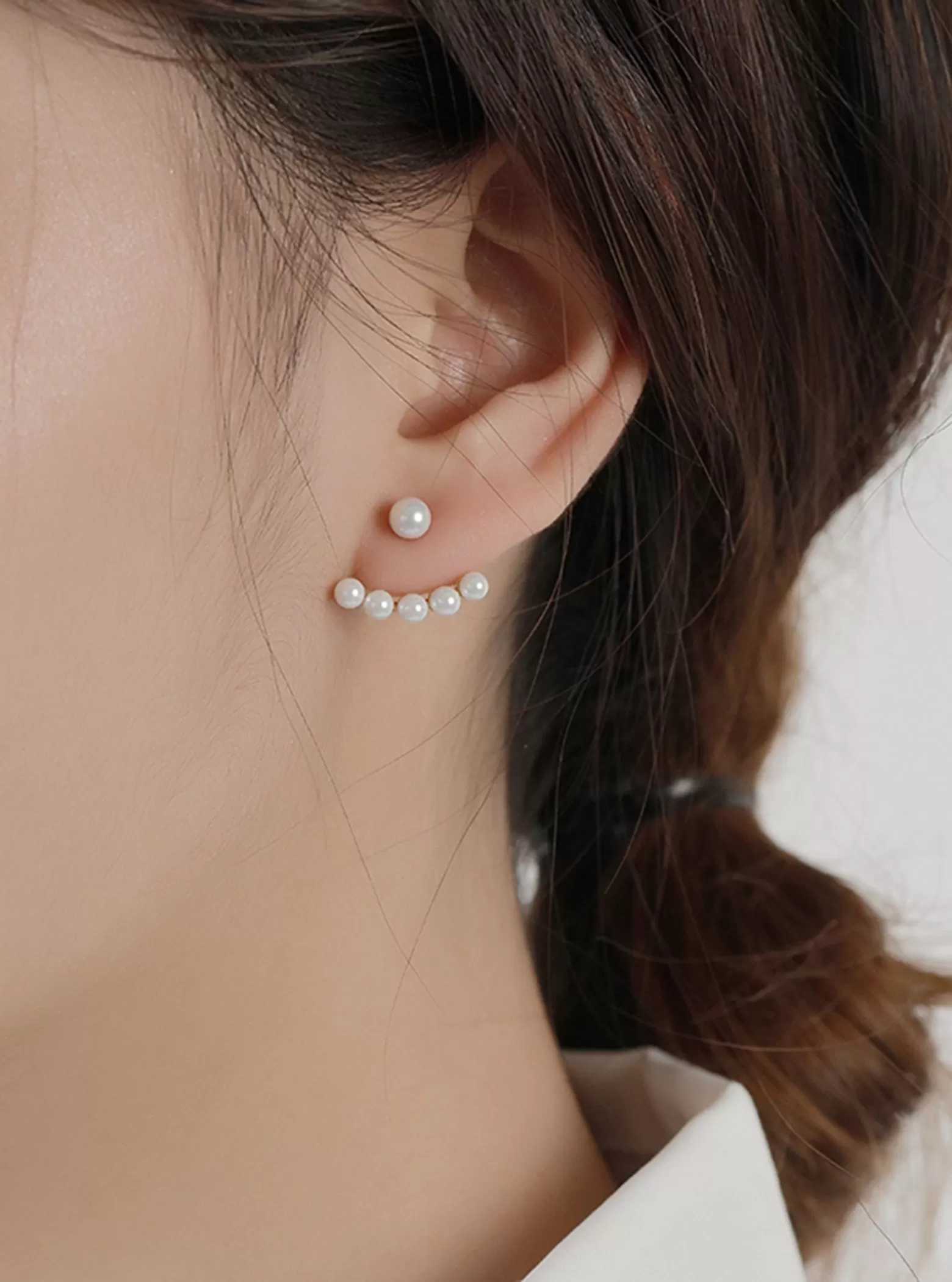 Ear Jacket Delicate Pearl Stud Earrings