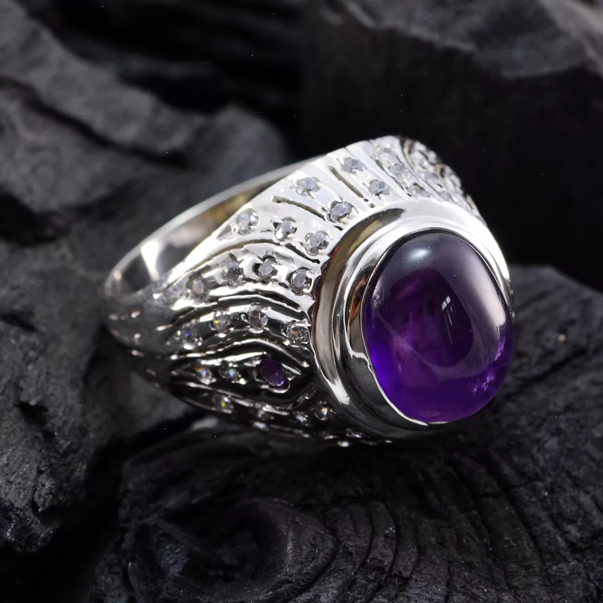 Elegant Stone Amethyst 925 Sterling Silver Rings Fashion Jewelry