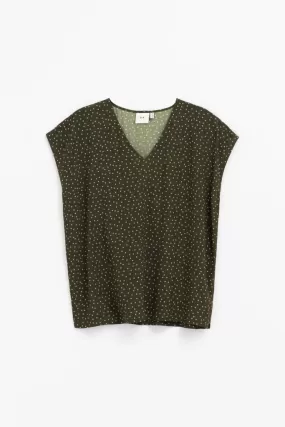 Elk The Label - Jorunn Top - Olive/pink Spot Mikro Print