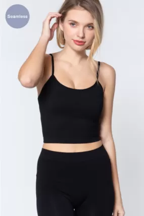 Explore More Collection - ACTIVE BASIC Round Neck Crop Rib Seamless Cami