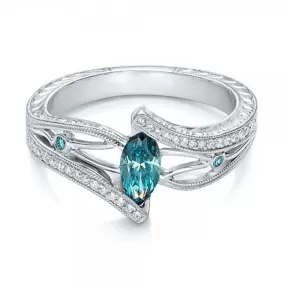 Fashion Luxury Designer Aquamarine Hollowing Out Style Ring