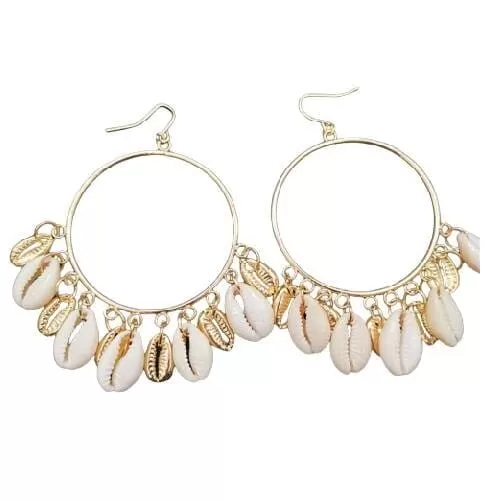 Fashion Puka Shell Circle Statement Earrings