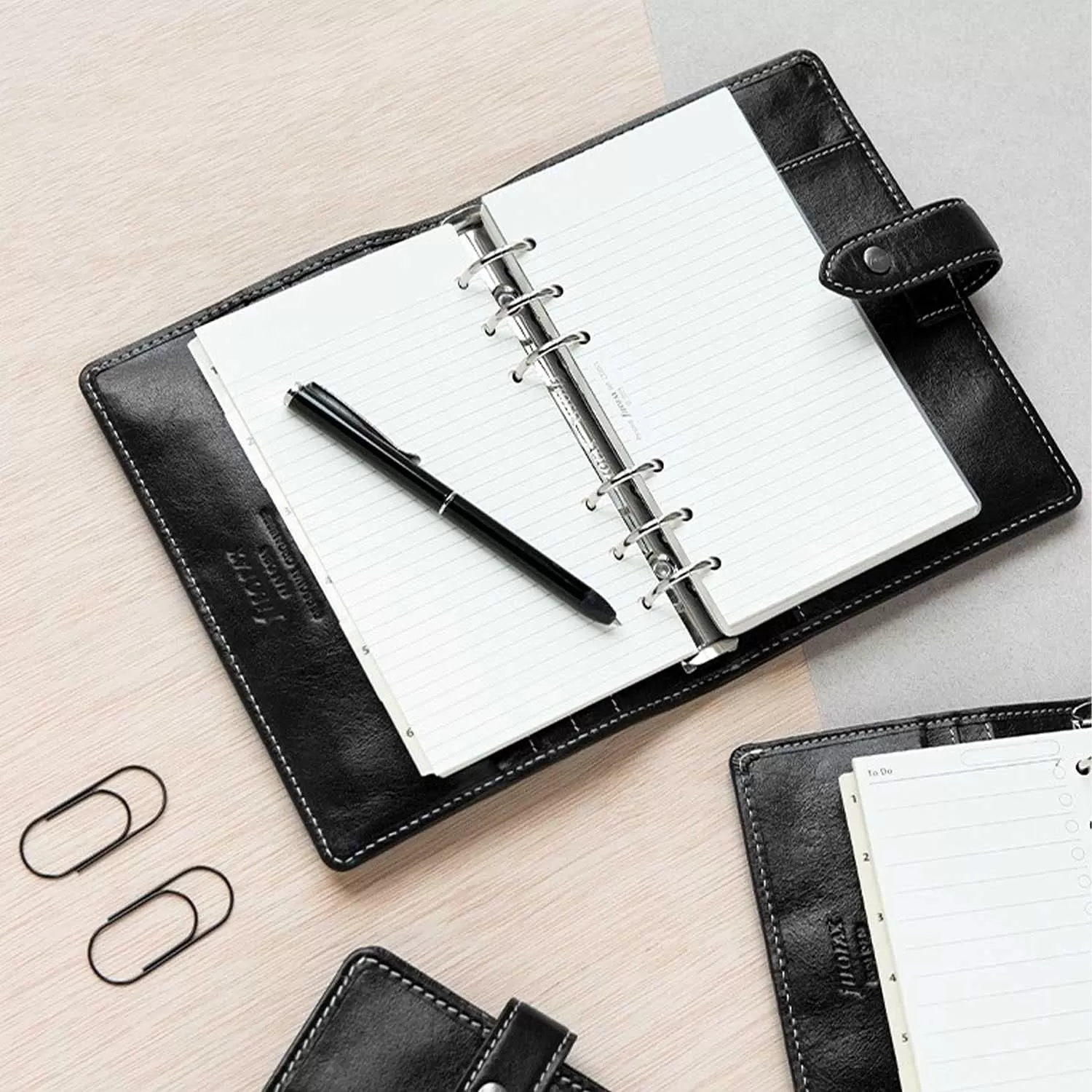 Filofax Malden Pocket Black Leather Organizer Agenda Calendar 2024