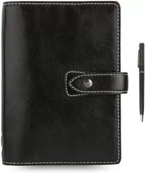 Filofax Malden Pocket Black Leather Organizer Agenda Calendar 2024