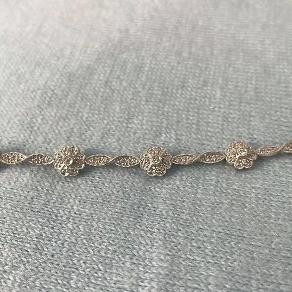 Floral14ktWhite Gold and Diamond Bracelet