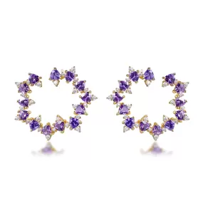 Flower Cubic Zirconia Diamond Hoop Earrings