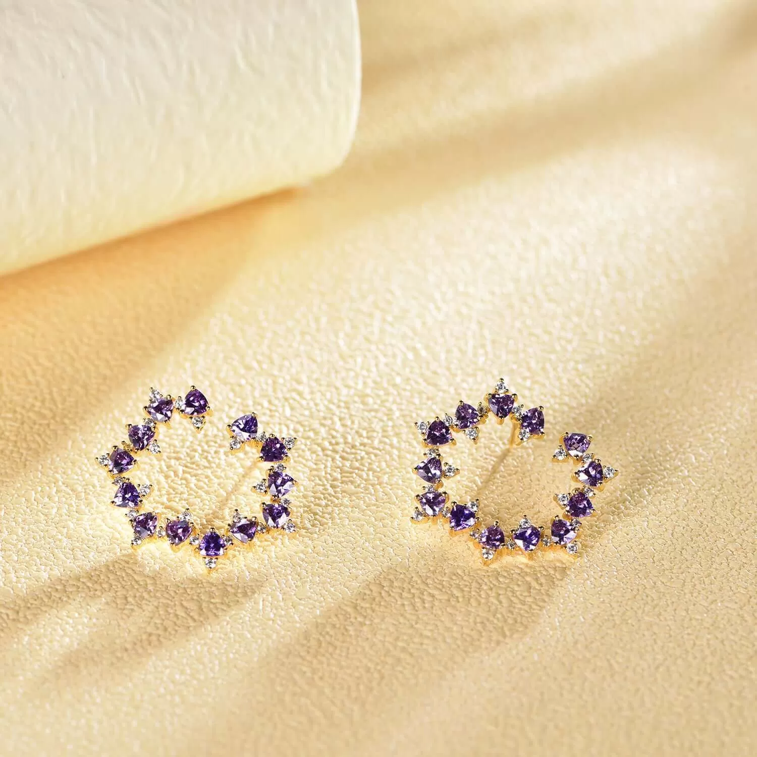 Flower Cubic Zirconia Diamond Hoop Earrings