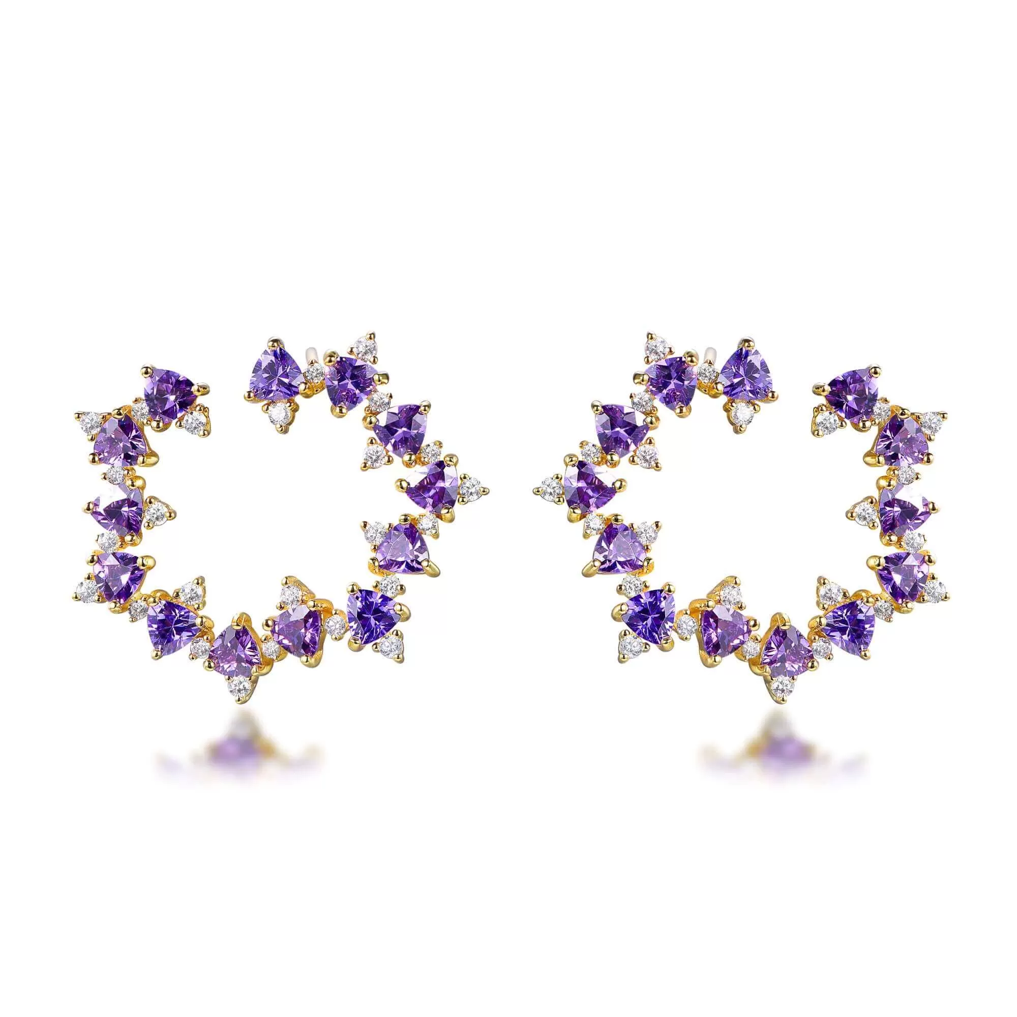 Flower Cubic Zirconia Diamond Hoop Earrings