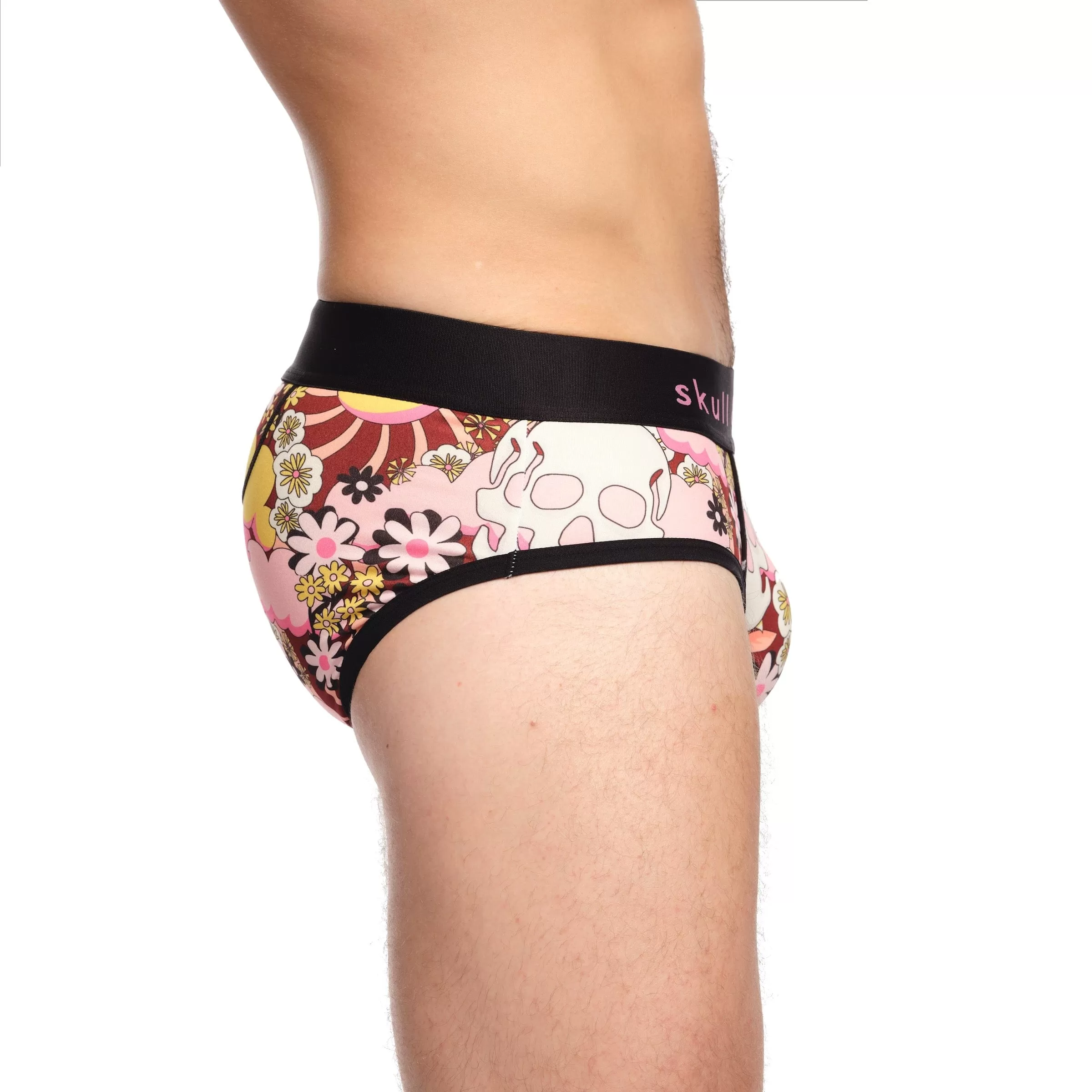 Flower Power Skull Brief