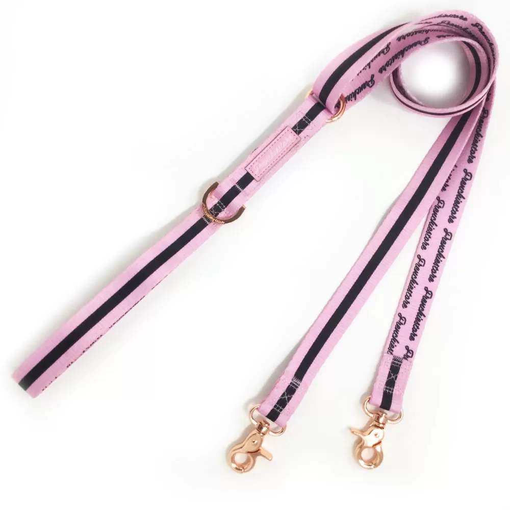 Frenchiestore Dual Dog Leash | Pink Varsity