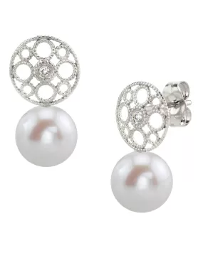 Freshwater Pearl & Diamond Faye Drop Earrings