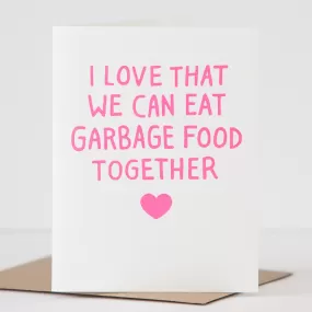 funny card for friend, card for friend about eating junk food, neon pink card