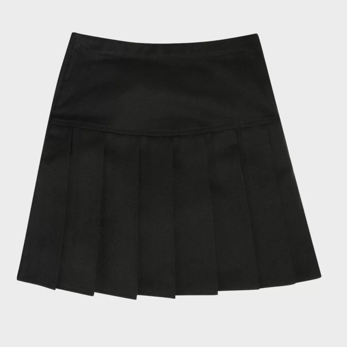 Girls Black Teflon Pleated School Skirt