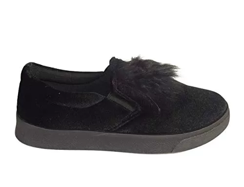 Girls Suede Faux Fur Cute Flat Platform Shoes Sneakers (Kids 5-10yrs.)