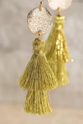 GOLD Disc & Tassel Earrings