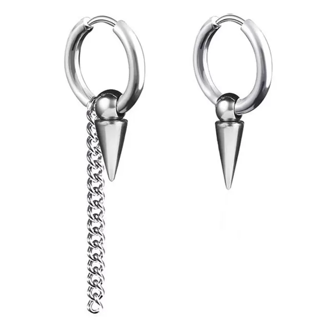 Hoops and Dangles Stainless Steel Hip-Hop Earrings