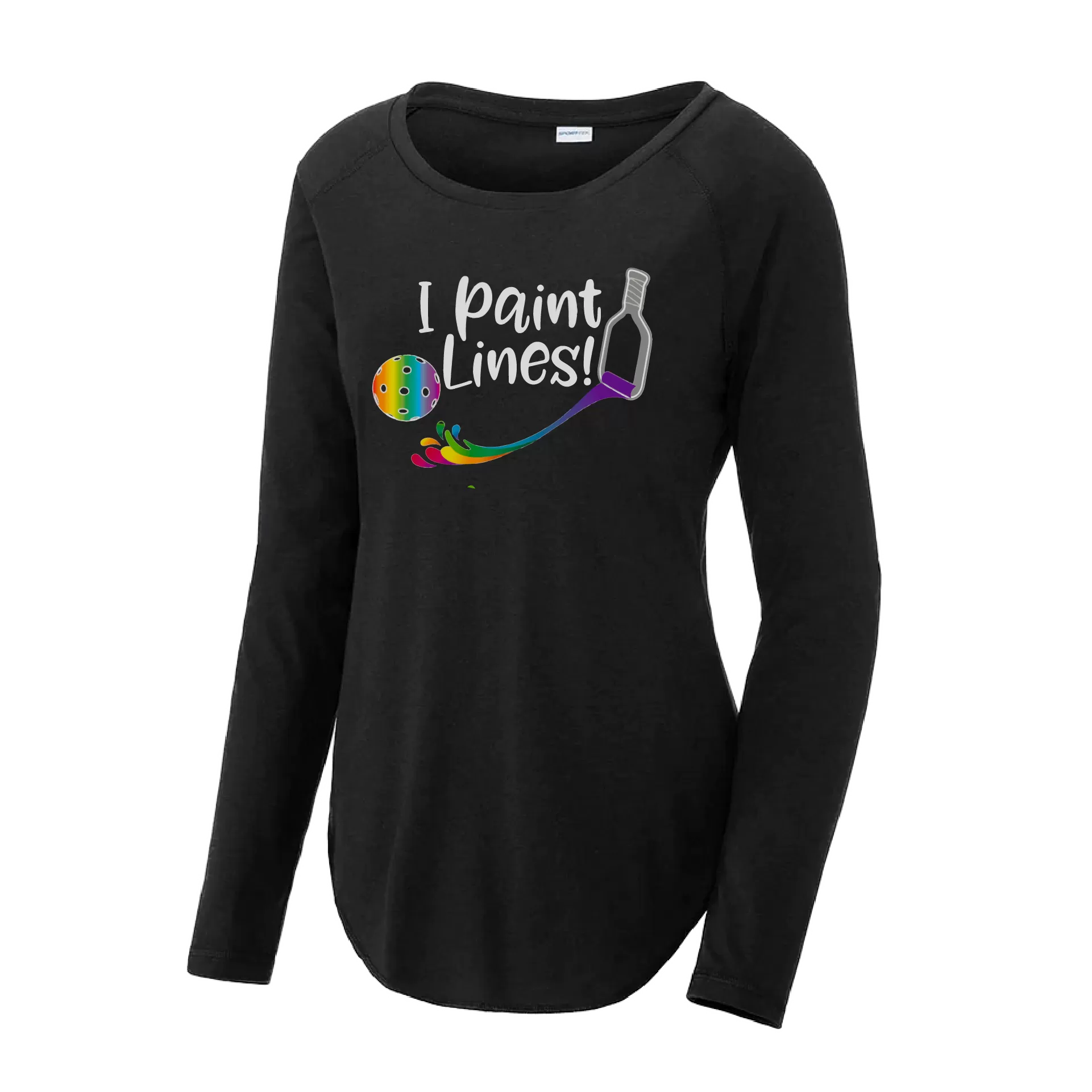 I Paint Pickleball Lines | Women's Long Sleeve Scoop Neck Pickleball Shirts | 75/13/12 poly/cotton/rayon