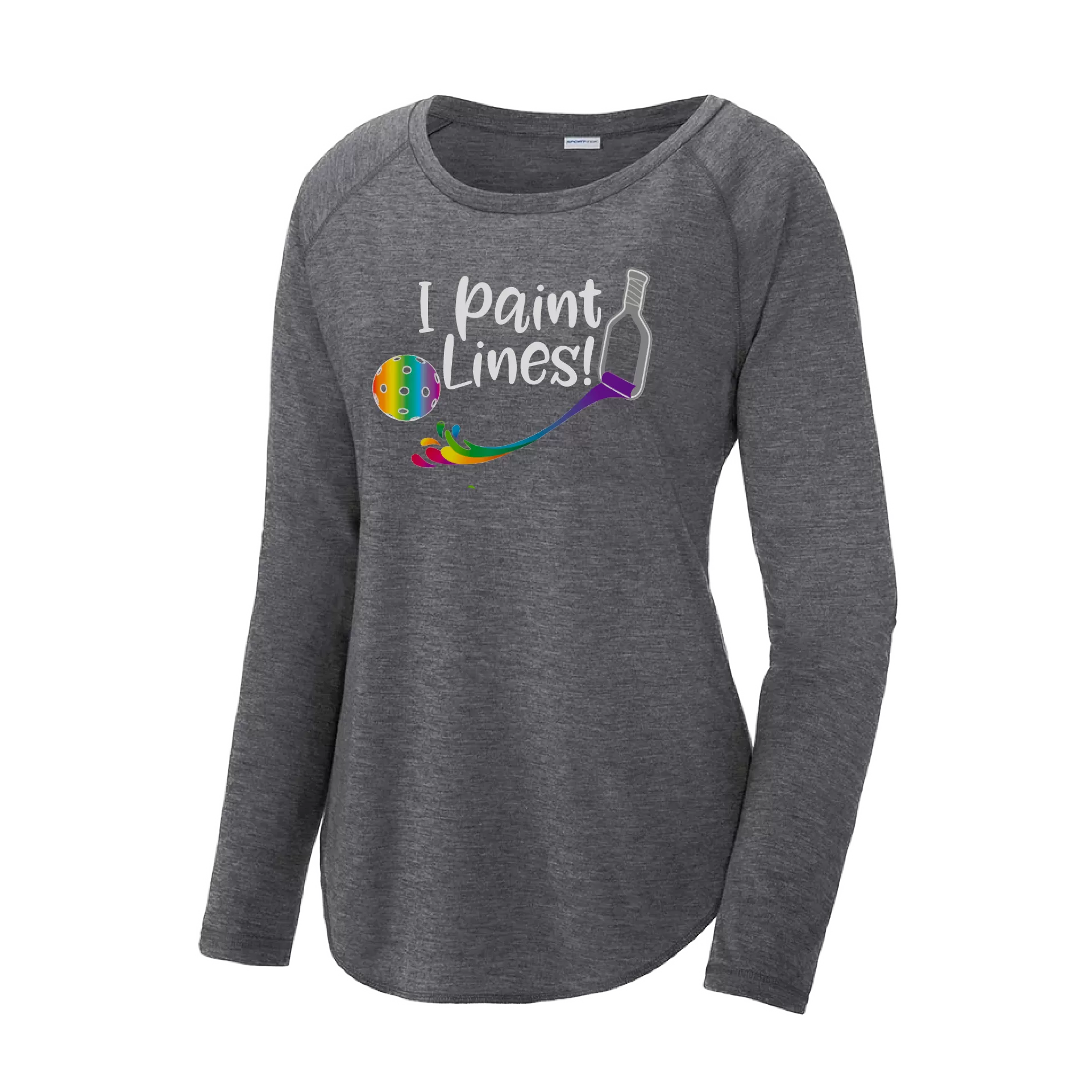 I Paint Pickleball Lines | Women's Long Sleeve Scoop Neck Pickleball Shirts | 75/13/12 poly/cotton/rayon