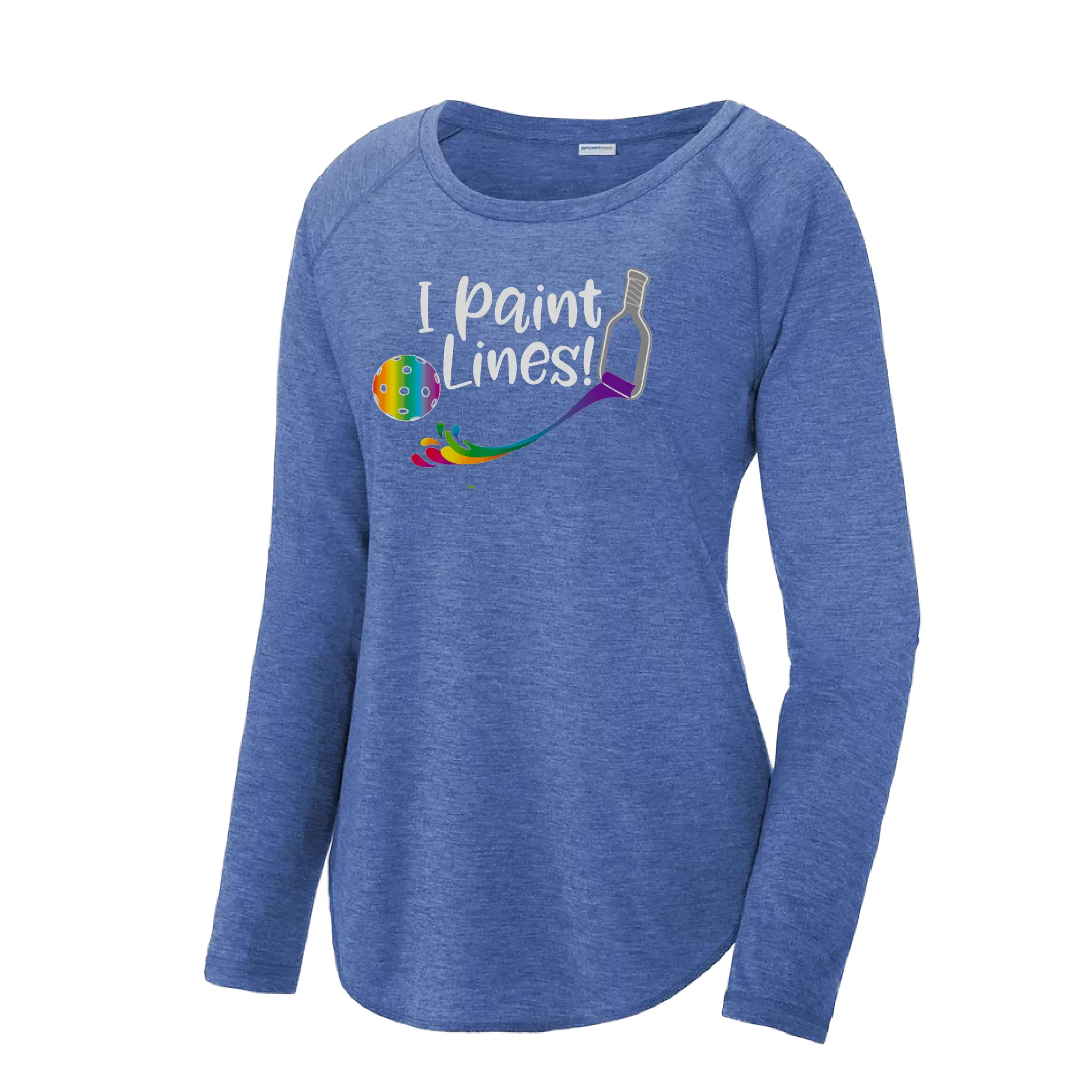 I Paint Pickleball Lines | Women's Long Sleeve Scoop Neck Pickleball Shirts | 75/13/12 poly/cotton/rayon