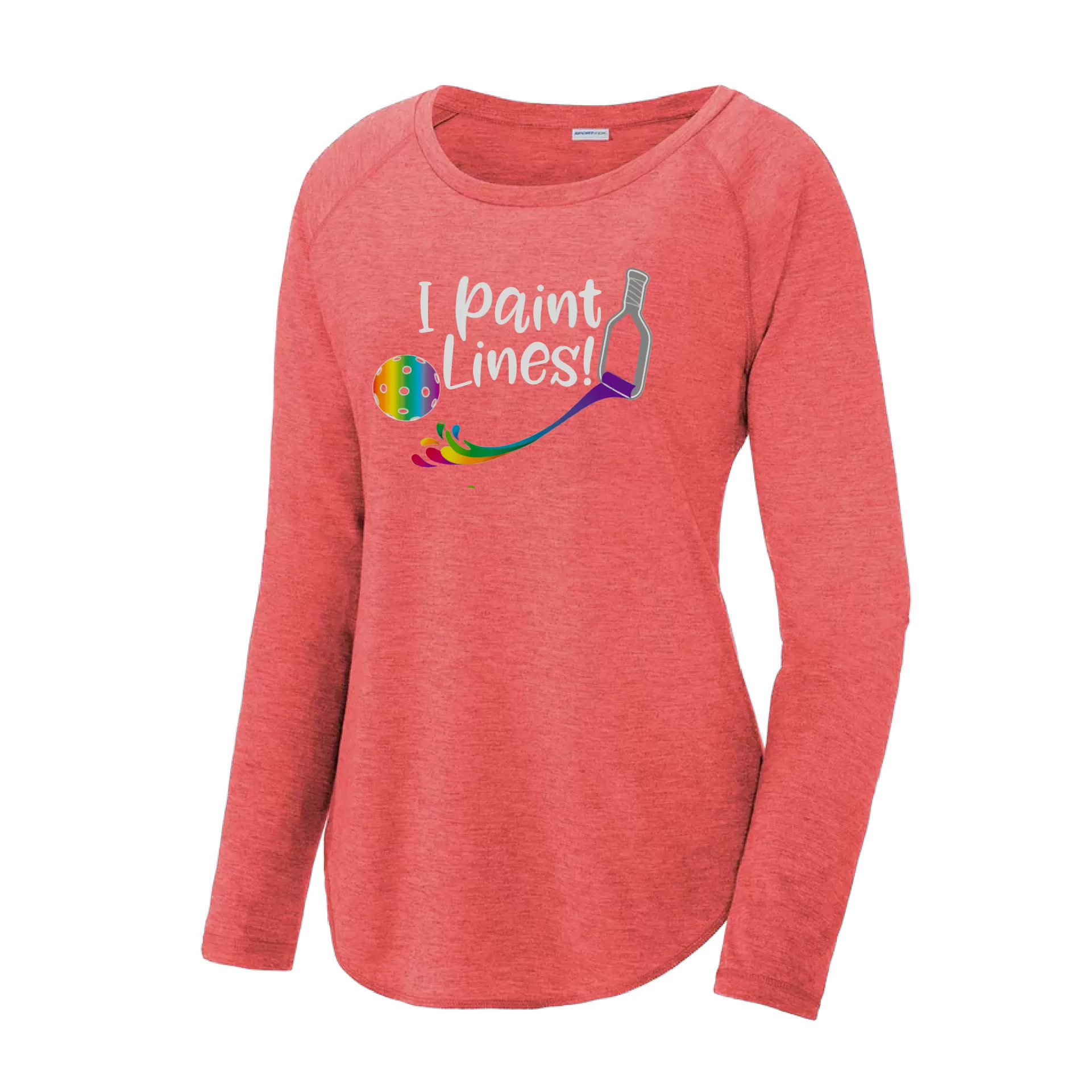 I Paint Pickleball Lines | Women's Long Sleeve Scoop Neck Pickleball Shirts | 75/13/12 poly/cotton/rayon