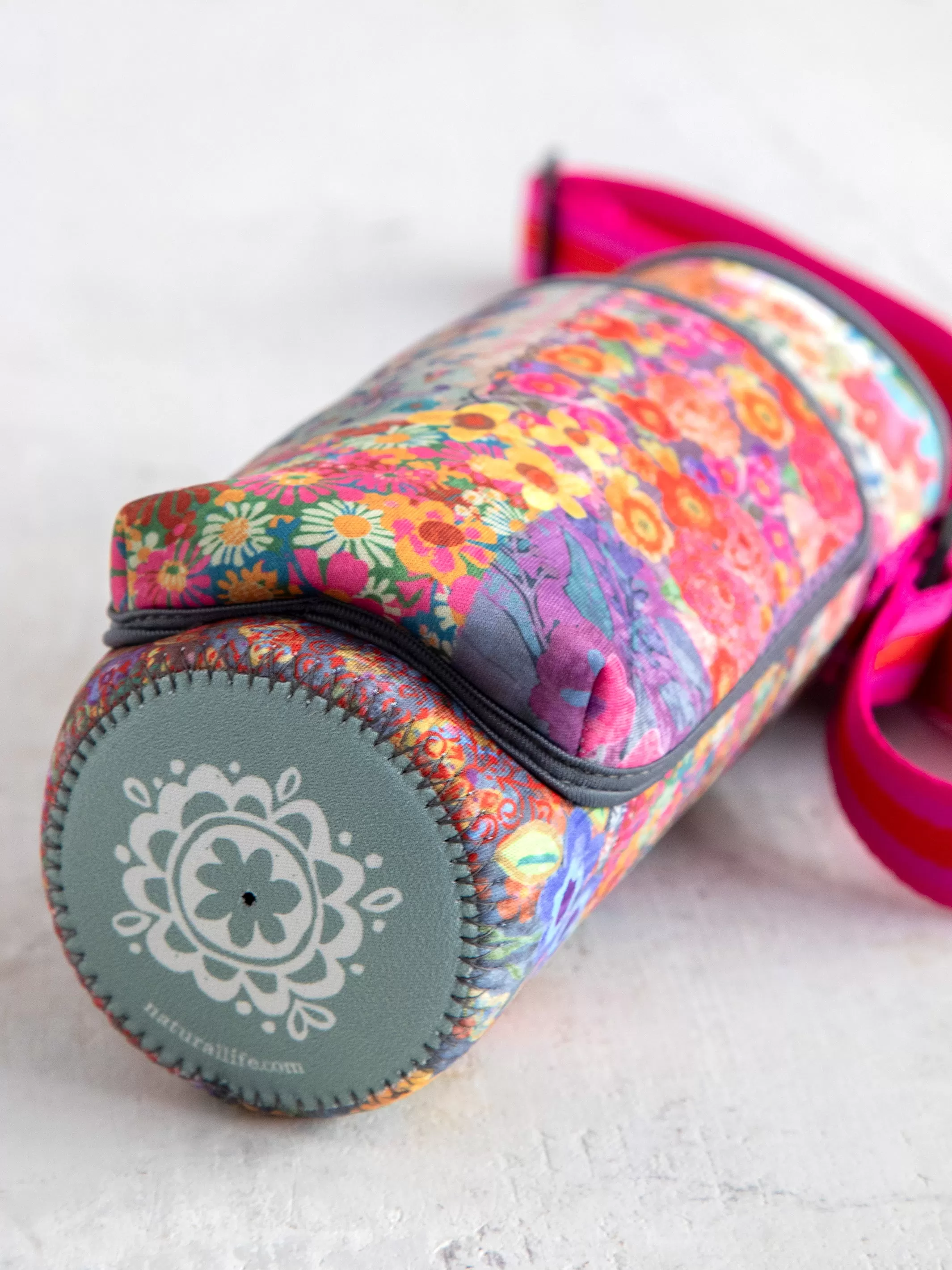 Insulated Water Bottle Carrier - Pink Patchwork