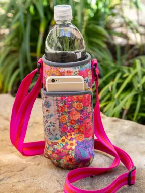 Insulated Water Bottle Carrier - Pink Patchwork