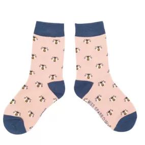 Kids Socks - Dusky Pink Bees