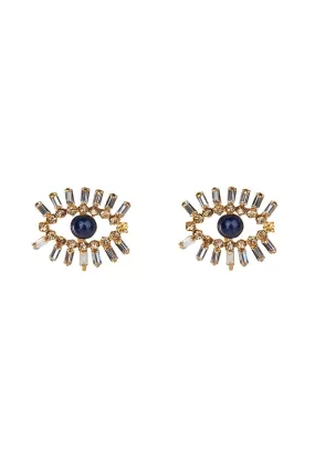 Lapis Evil Eye Earrings