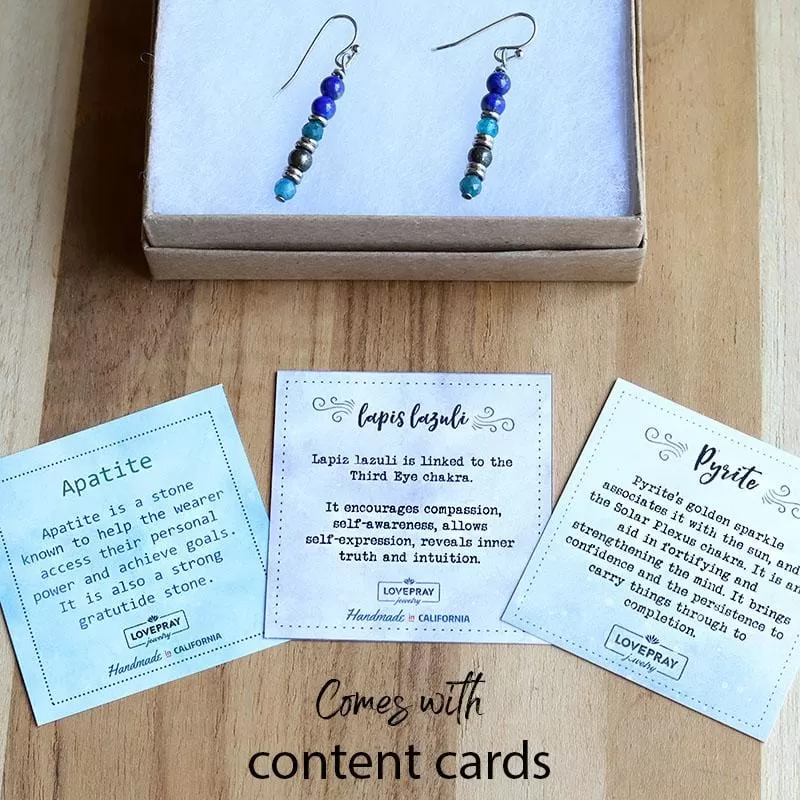 Lapis Lazuli, Pyrite, and Apatite Earrings