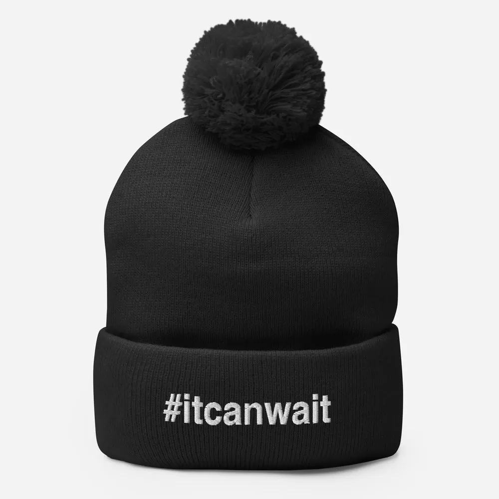 Margo's Collection - #itcanwait - White Embroidery - Pom-Pom Beanie - Different hat colors available