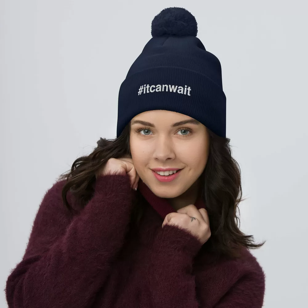 Margo's Collection - #itcanwait - White Embroidery - Pom-Pom Beanie - Different hat colors available