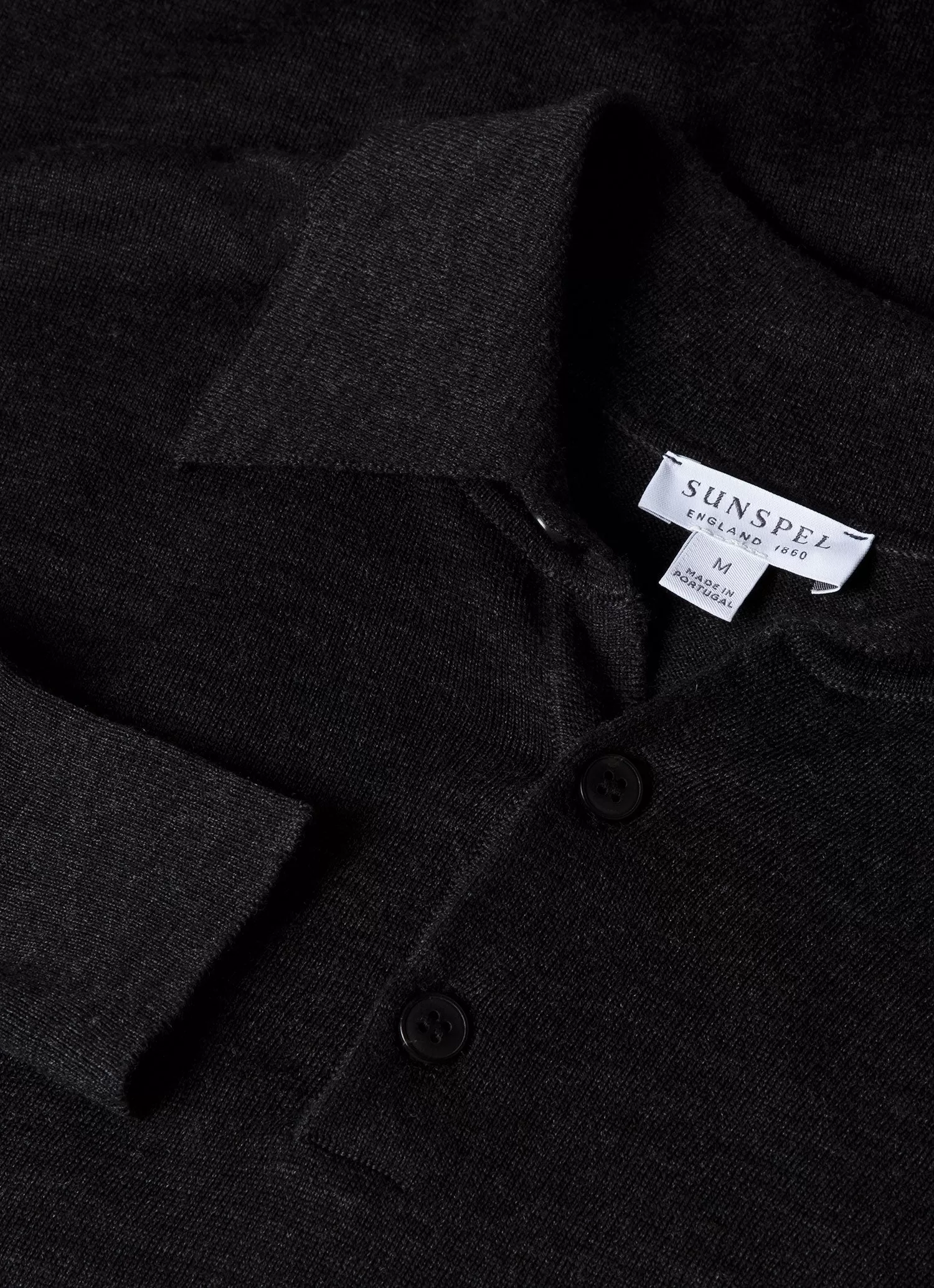 Men's Extra-Fine Merino Polo Shirt in Charcoal Melange