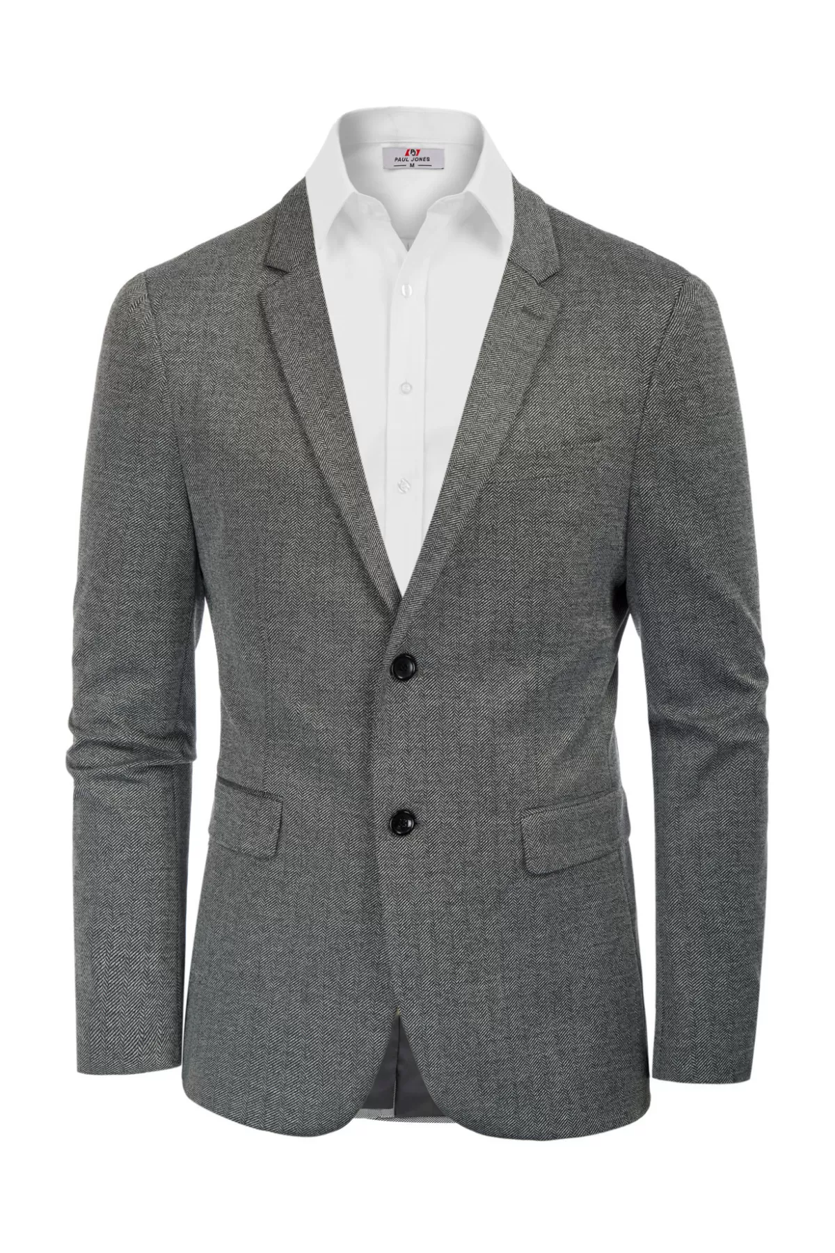 Men's Herringbone Blazer Jacket Two Button Lightweight Casual Knit Sport Coat