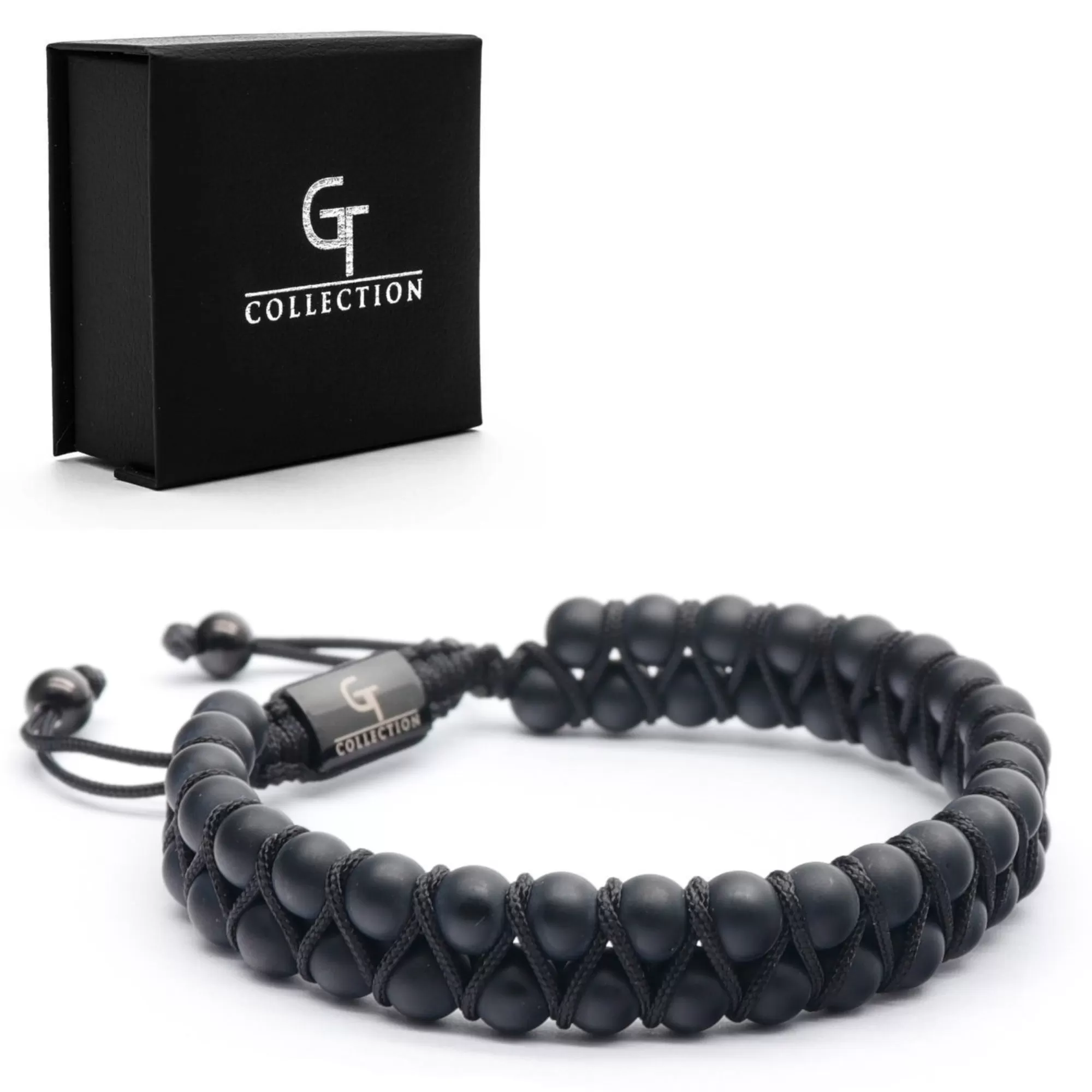 Men's MATTE ONYX Double Bead Bracelet - One Size Fits All